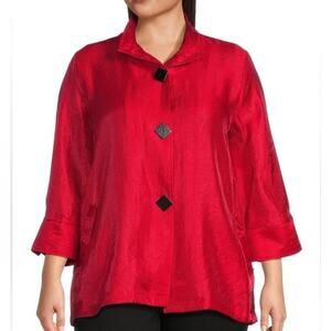 Ali Miles Shimmer Wire Collar Shirt Jacket Womens Plus Sz 3X Wired Collar Artsy